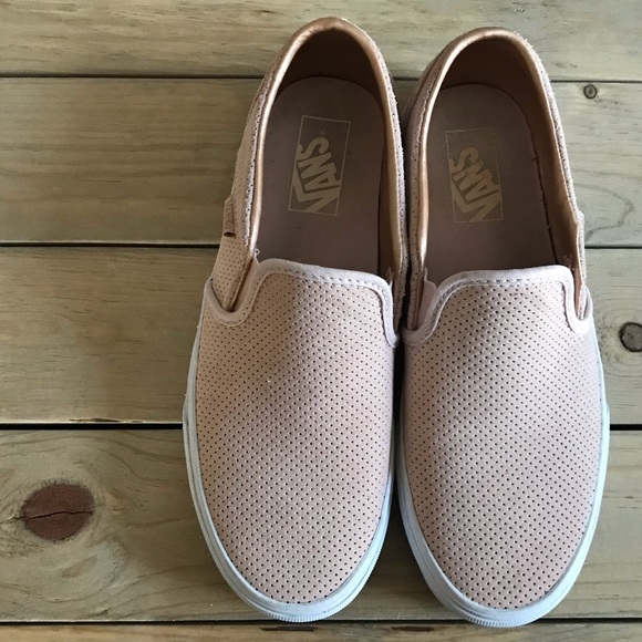 Vans Shoes - Rose gold suede Vans Slip Ons